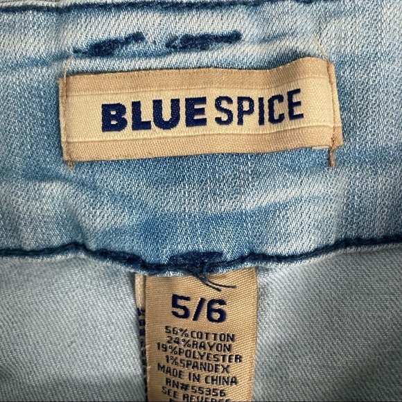 Blue Spice Distressed High Waist Button Denim Jean Shorts Blue Medium 5/6 - Picture 9 of 11